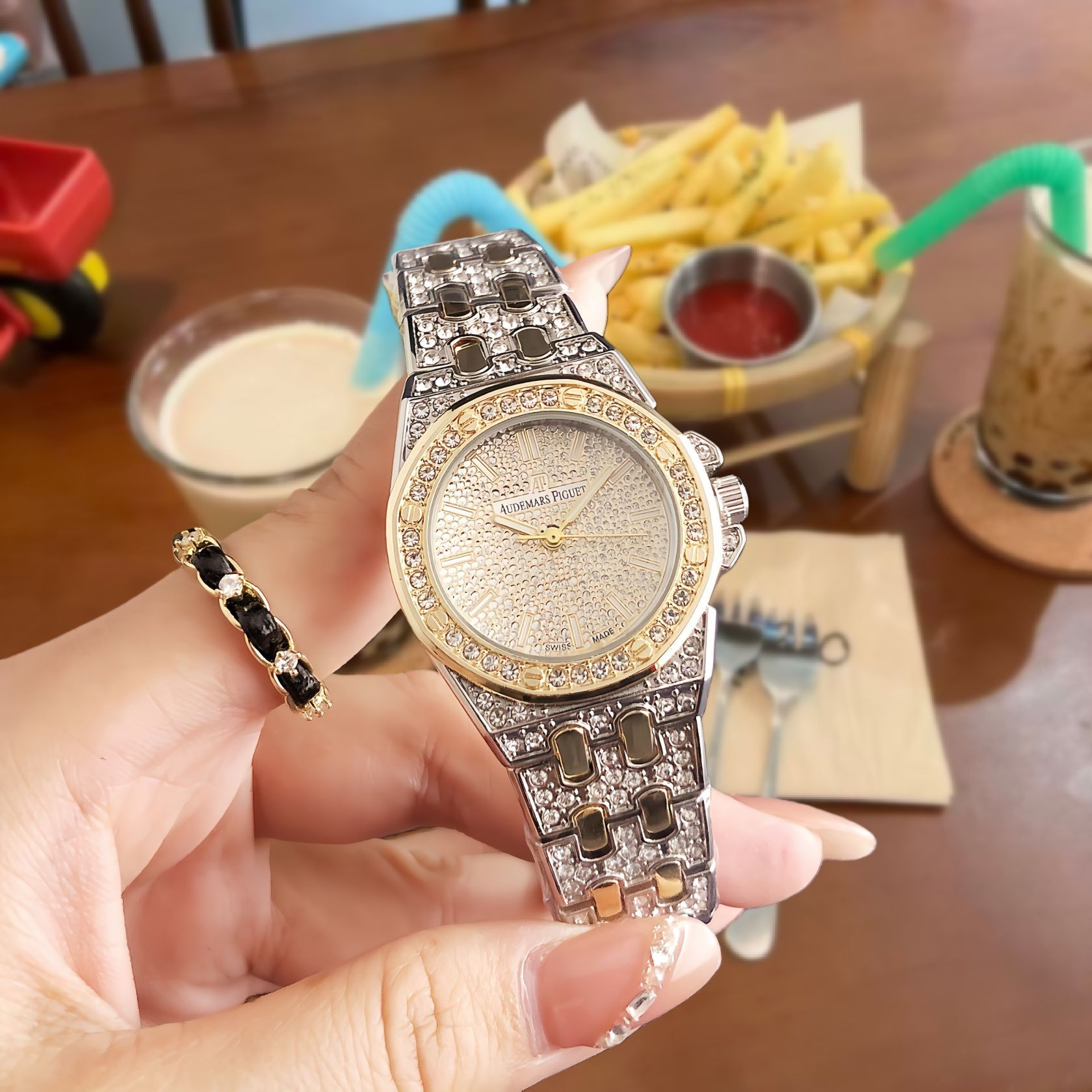 Unbranded Watches Rhinestone Bezel Chronograph-Style Watch image 6