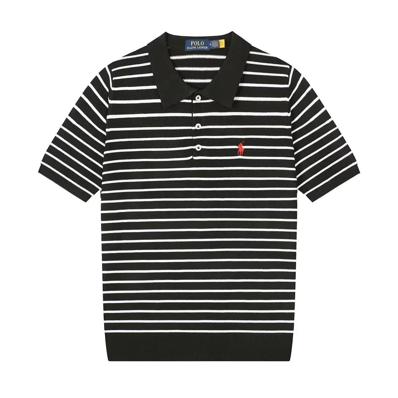 Polo Ralph Lauren Knitwear Short-sleeve knit shirt with embroidered pony logo — 634 black