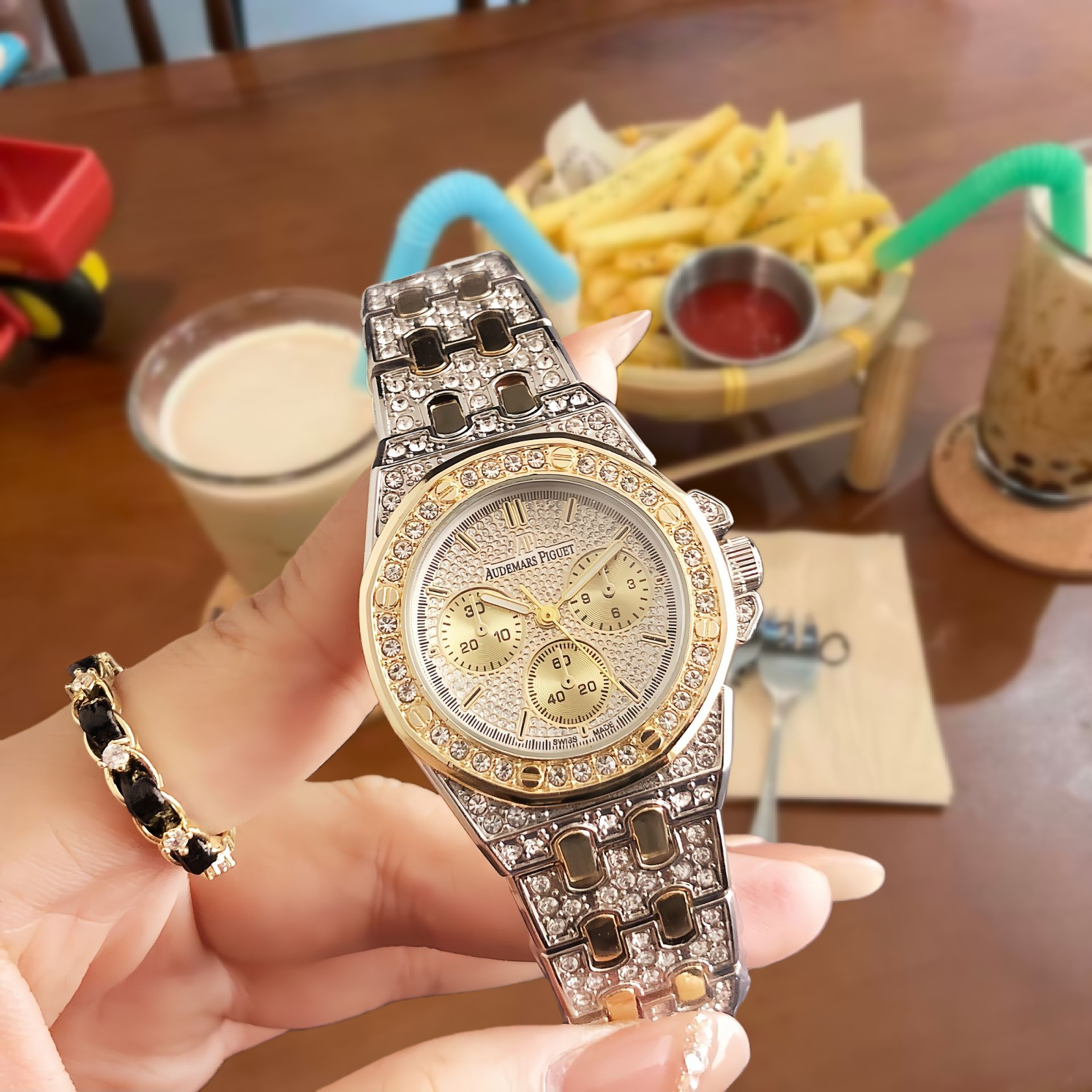 Unbranded Watches Rhinestone Bezel Chronograph-Style Watch — 19