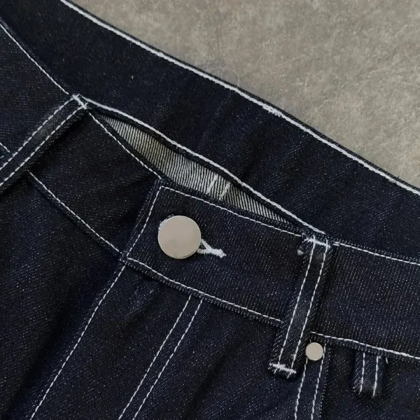 Design Wide-Leg Denim Jeans with Soundwave and Graphic Pocket Embroidery Black Jeans - 20