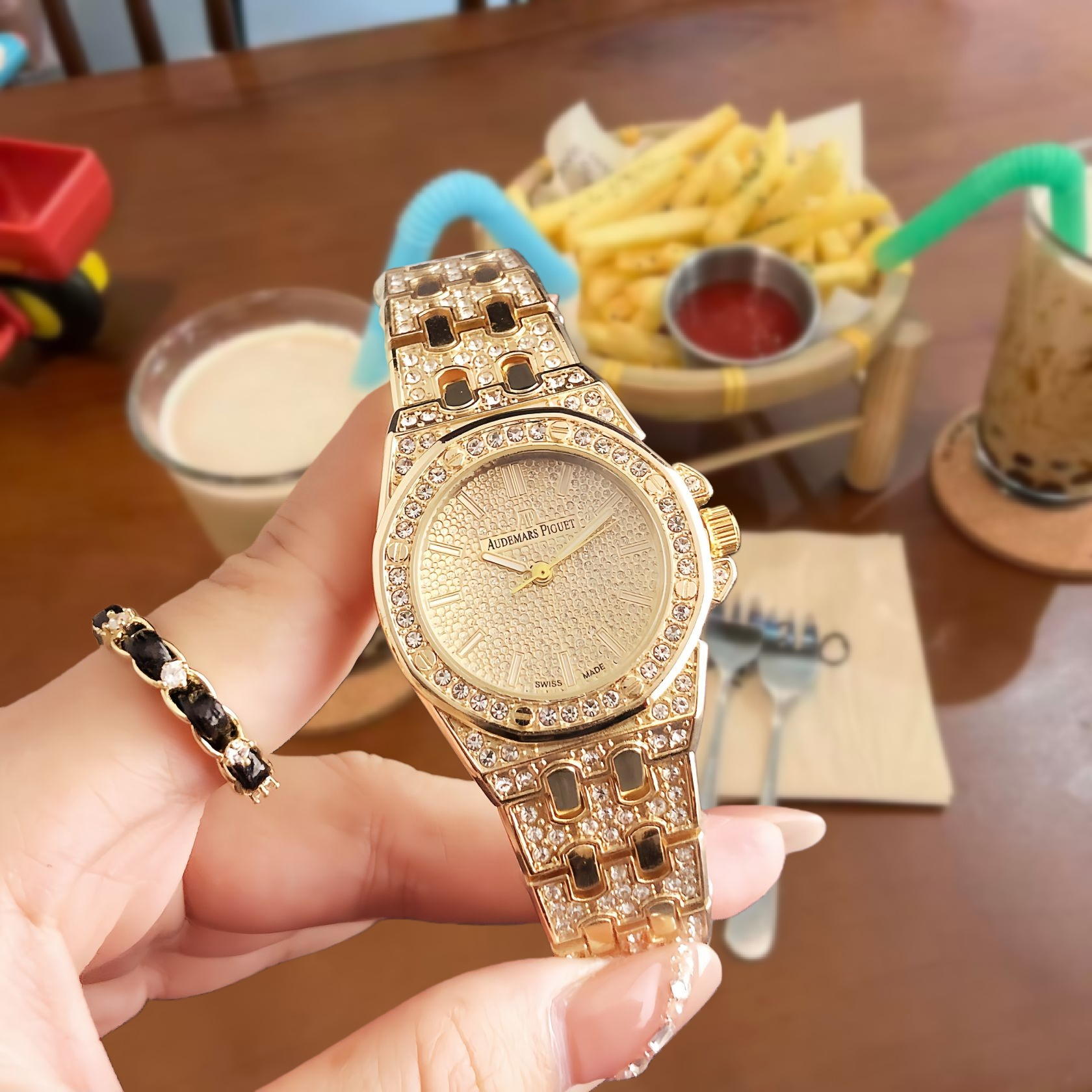 Unbranded Watches Rhinestone Bezel Chronograph-Style Watch — 14