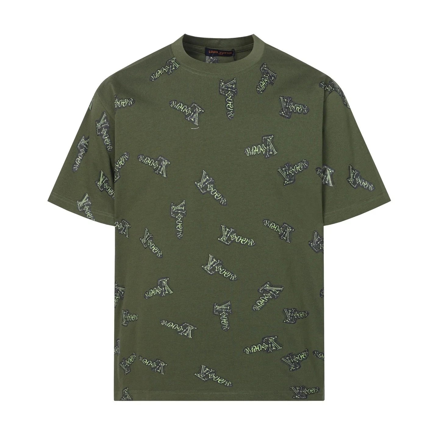 Louis Vuitton T-Shirts Short-Sleeve Graphic Logo T-Shirt — Green 8905