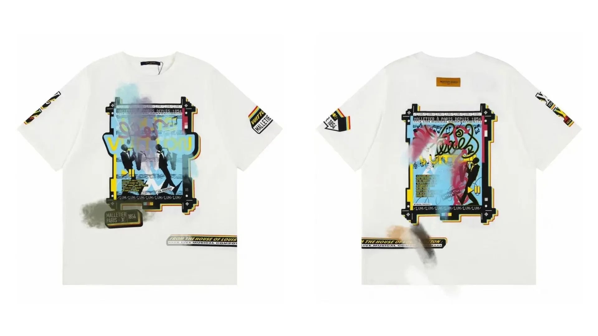 Louis Vuitton T-Shirts Short-Sleeve Graphic Logo T-Shirt — White L113