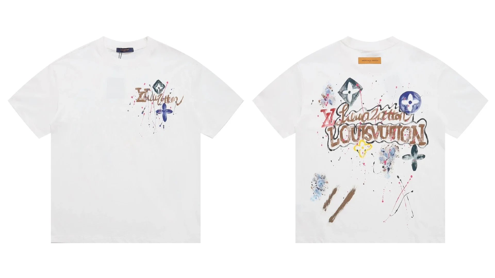 Louis Vuitton T-Shirts Short-Sleeve Graphic Logo T-Shirt — White 3321