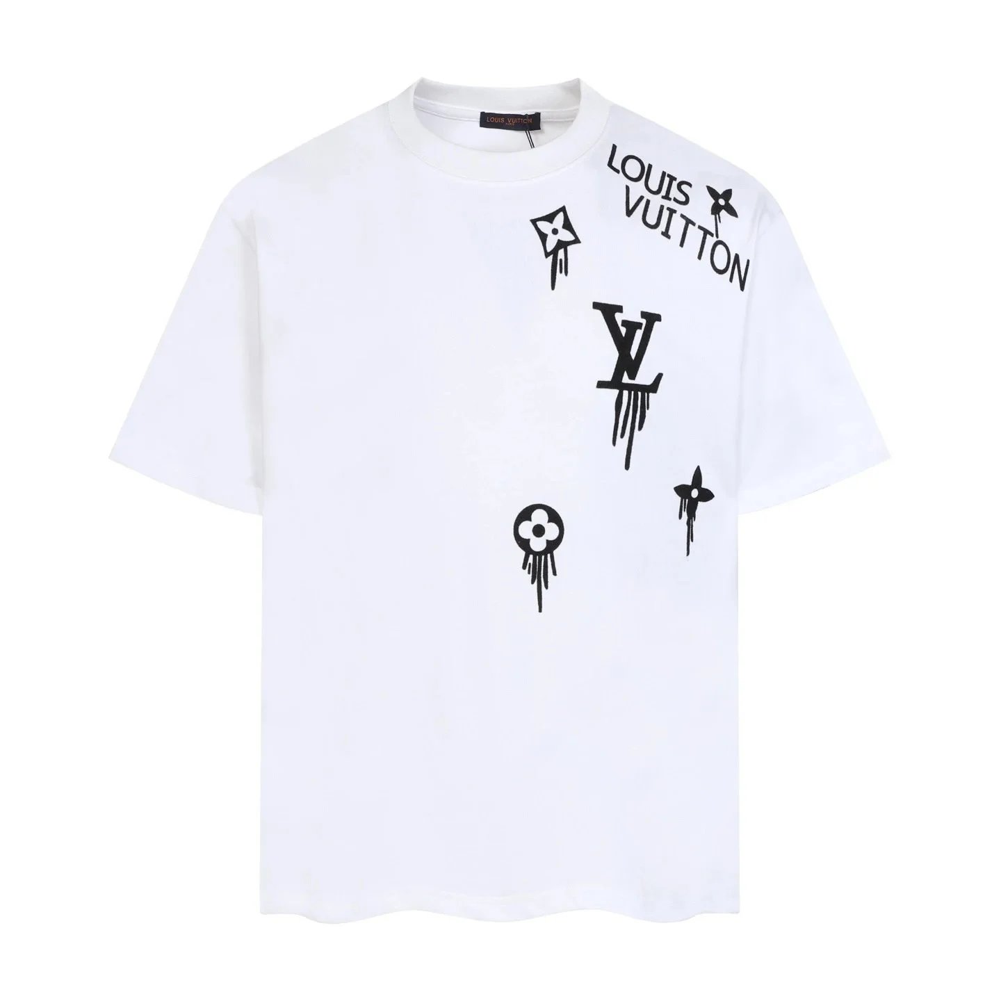 Louis Vuitton T-Shirts Short-Sleeve Graphic Logo T-Shirt — White 8916