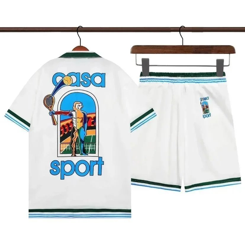 Casablanca Matching Sets Short-Sleeve Printed Shirt and Shorts Set — Q281+K89