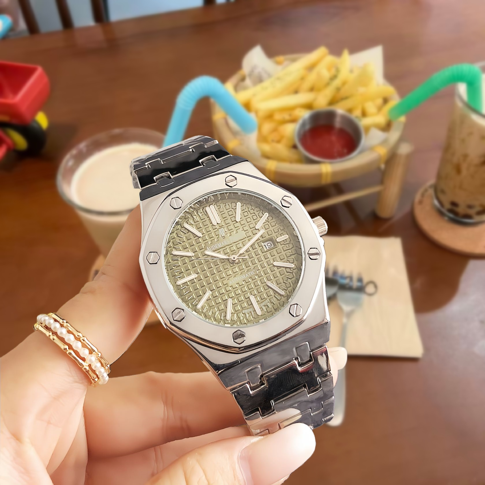 Unbranded Watches Rhinestone Bezel Chronograph-Style Watch — 24
