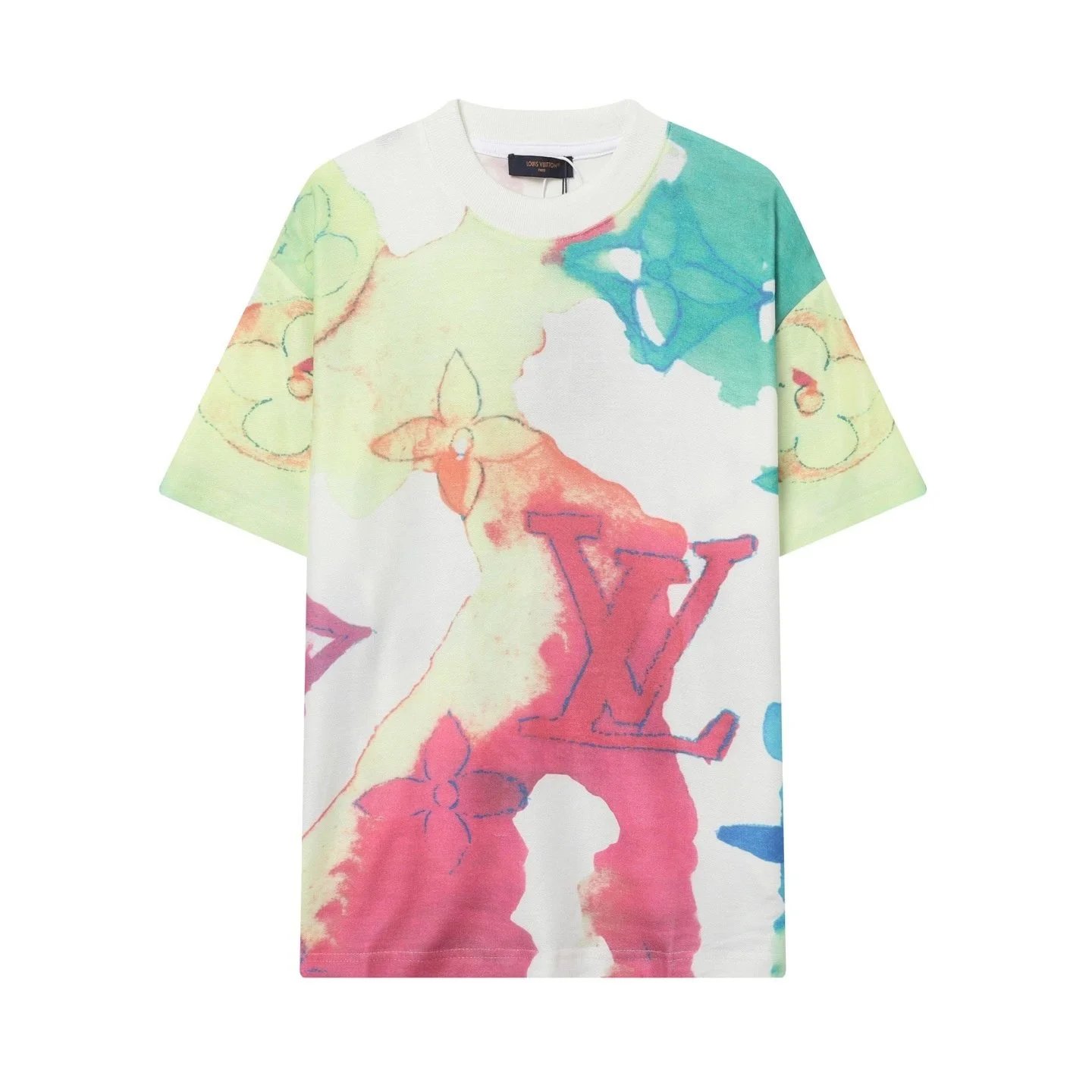Louis Vuitton T-Shirts Short-Sleeve Graphic Logo T-Shirt — Red and White A303