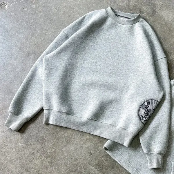 Design Oversized Crewneck Sweatshirt Gray Hoodie - 1