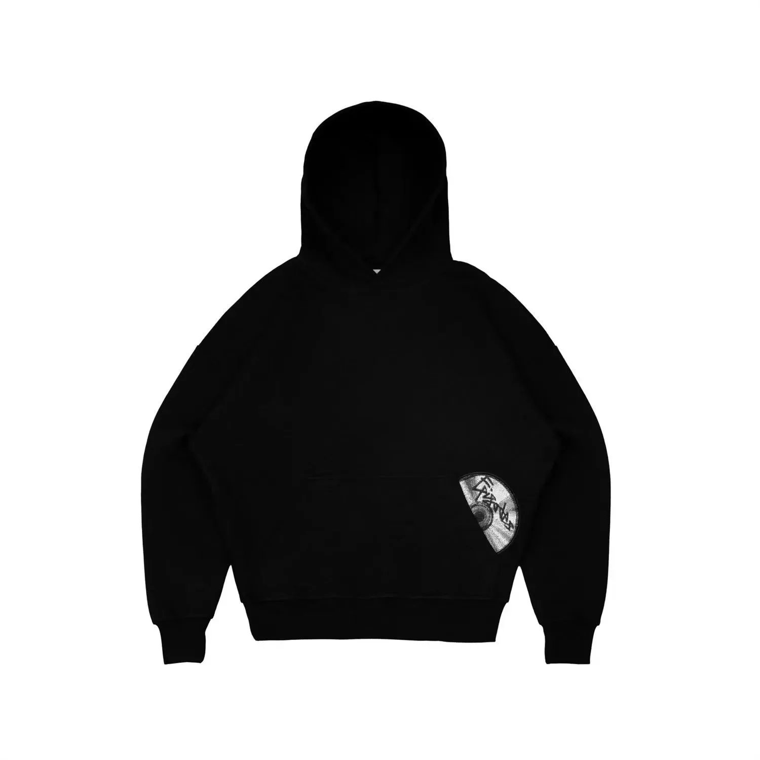 Unbranded Hoodies & Sweatshirts Oversized hoodie with kangaroo pocket and half-disc graphic applique — Black hoodie
