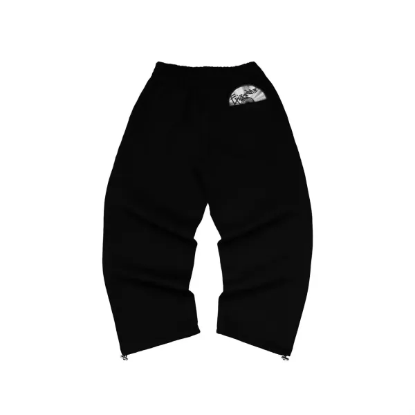 Design Wide-Leg Denim Jeans with Soundwave and Graphic Pocket Embroidery Black Jeans - 12