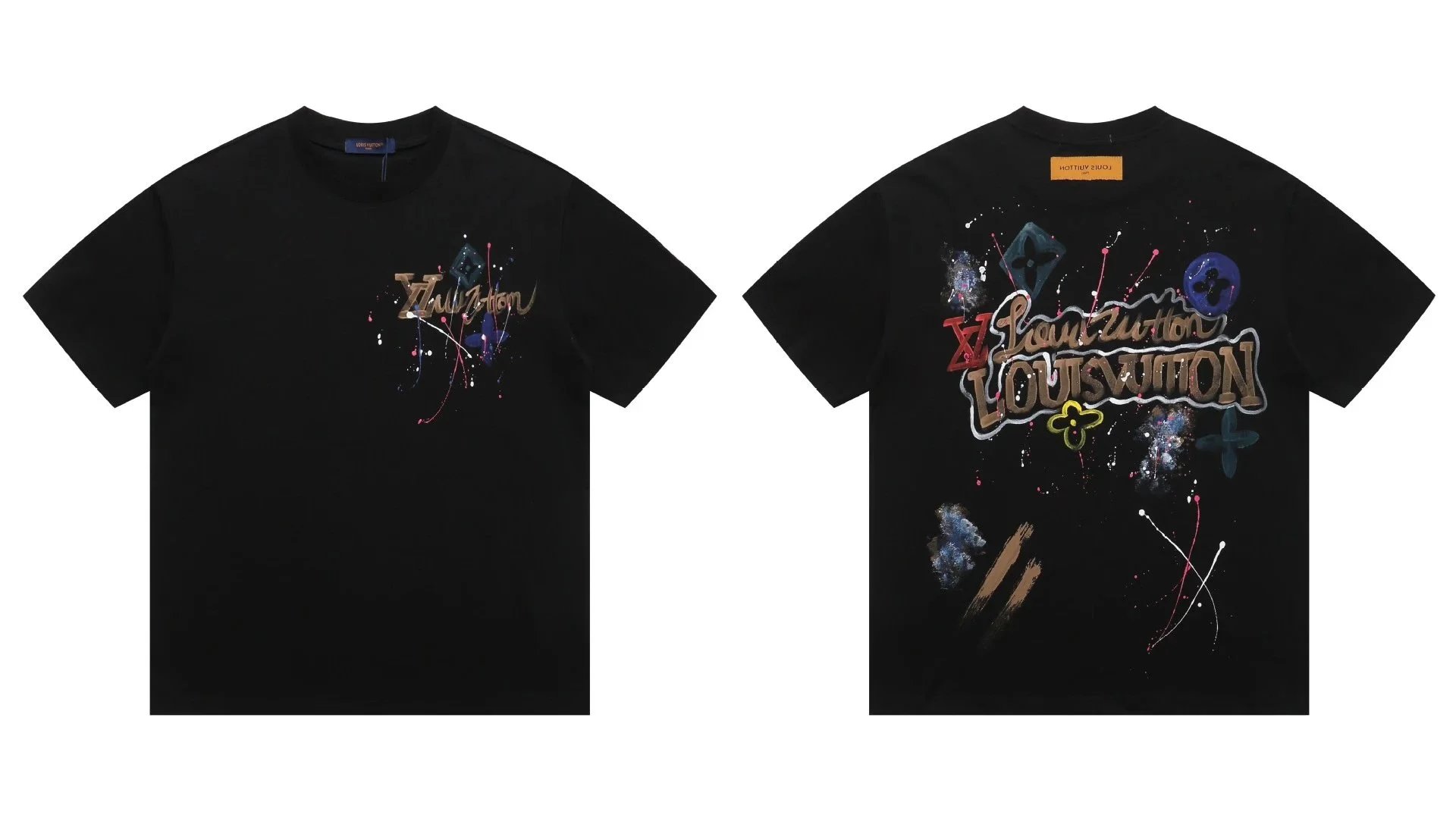 Louis Vuitton T-Shirts Short-Sleeve Graphic Logo T-Shirt — Black 3321