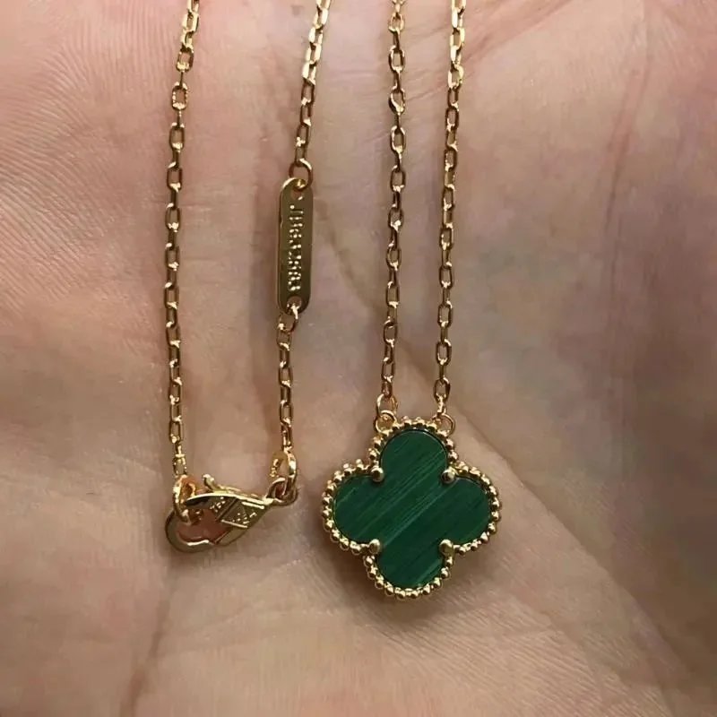 Unbranded Jewelry Floral Butterfly and Leaf Charm Necklace — Rose Gold [Malachite] Necklace