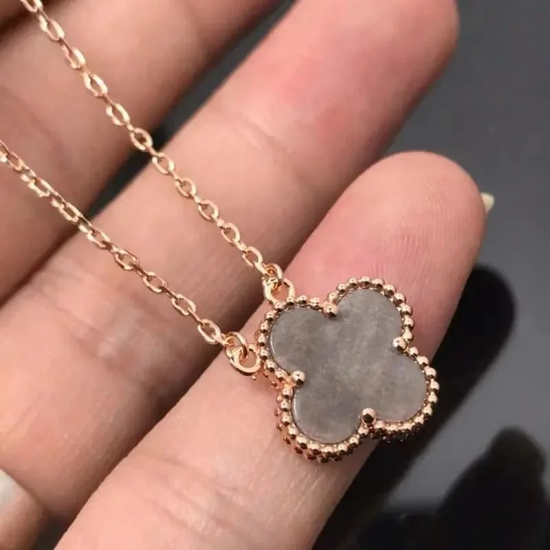 Unbranded Jewelry Floral Butterfly and Leaf Charm Necklace — Rose Gold [Silver Shining Stone] Necklace