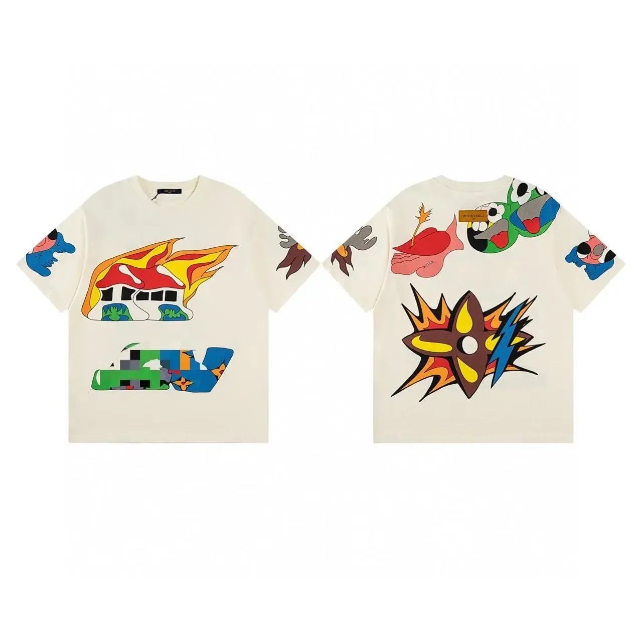 Louis Vuitton T-Shirts Short-Sleeve Graphic Logo T-Shirt — Off-white VD1003