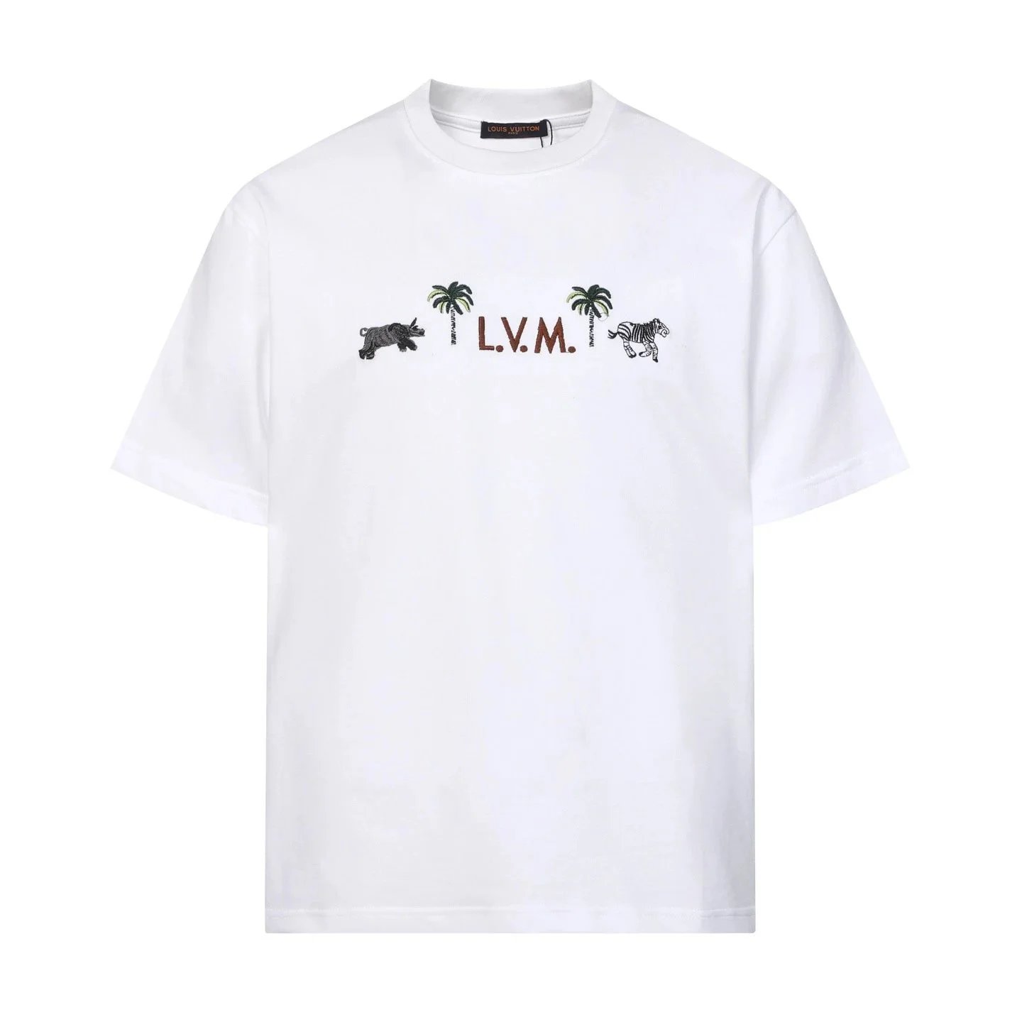 Louis Vuitton T-Shirts Short-Sleeve Graphic Logo T-Shirt — White 8966