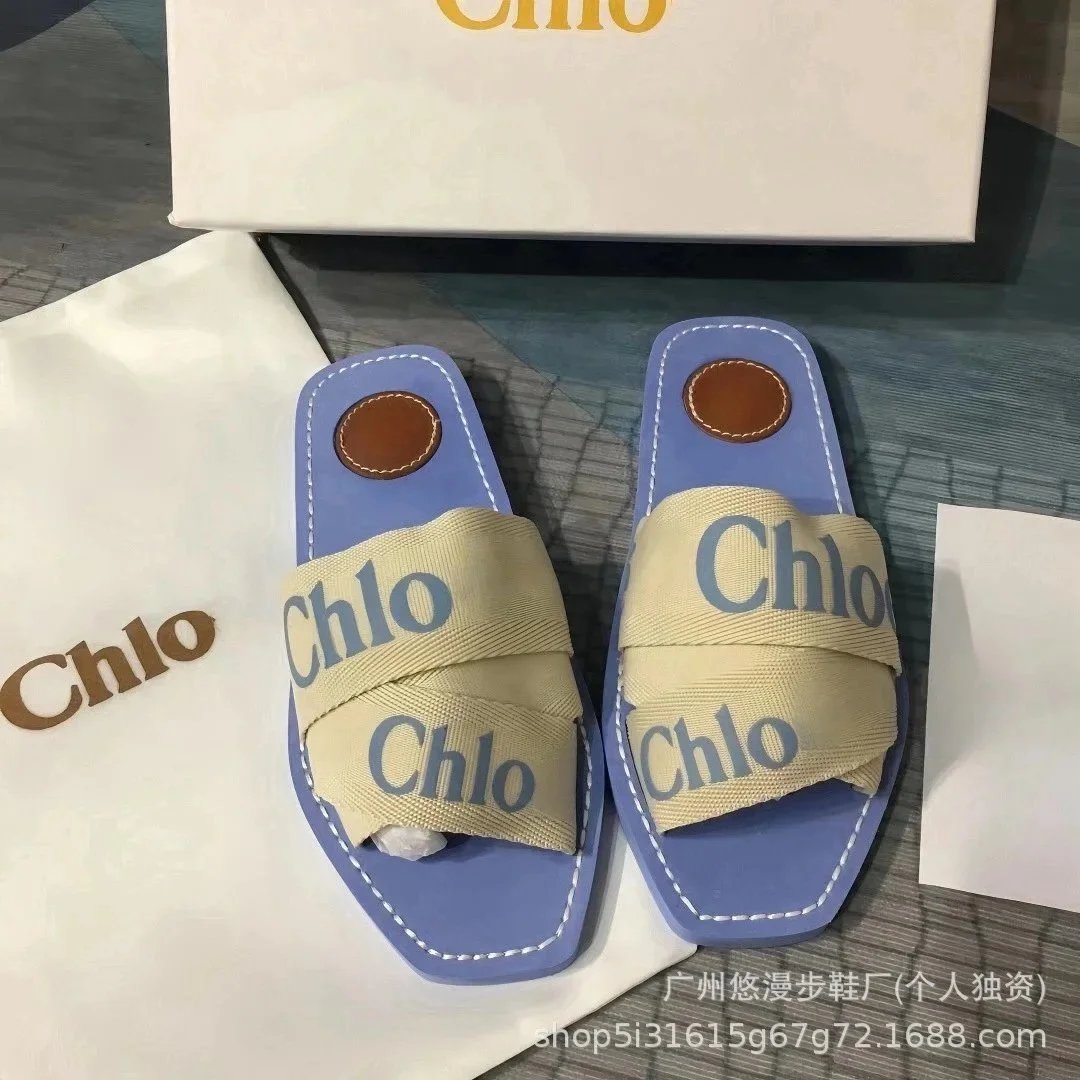 Unbranded Sandals Square-Toe Double-Strap Slide — Light blue