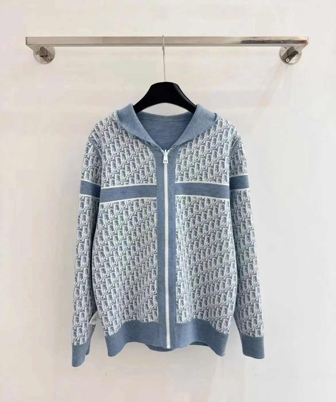 Dior Hoodies & Sweatshirts Reversible zip-up hooded knit sweatshirt with all-over logo pattern image 8