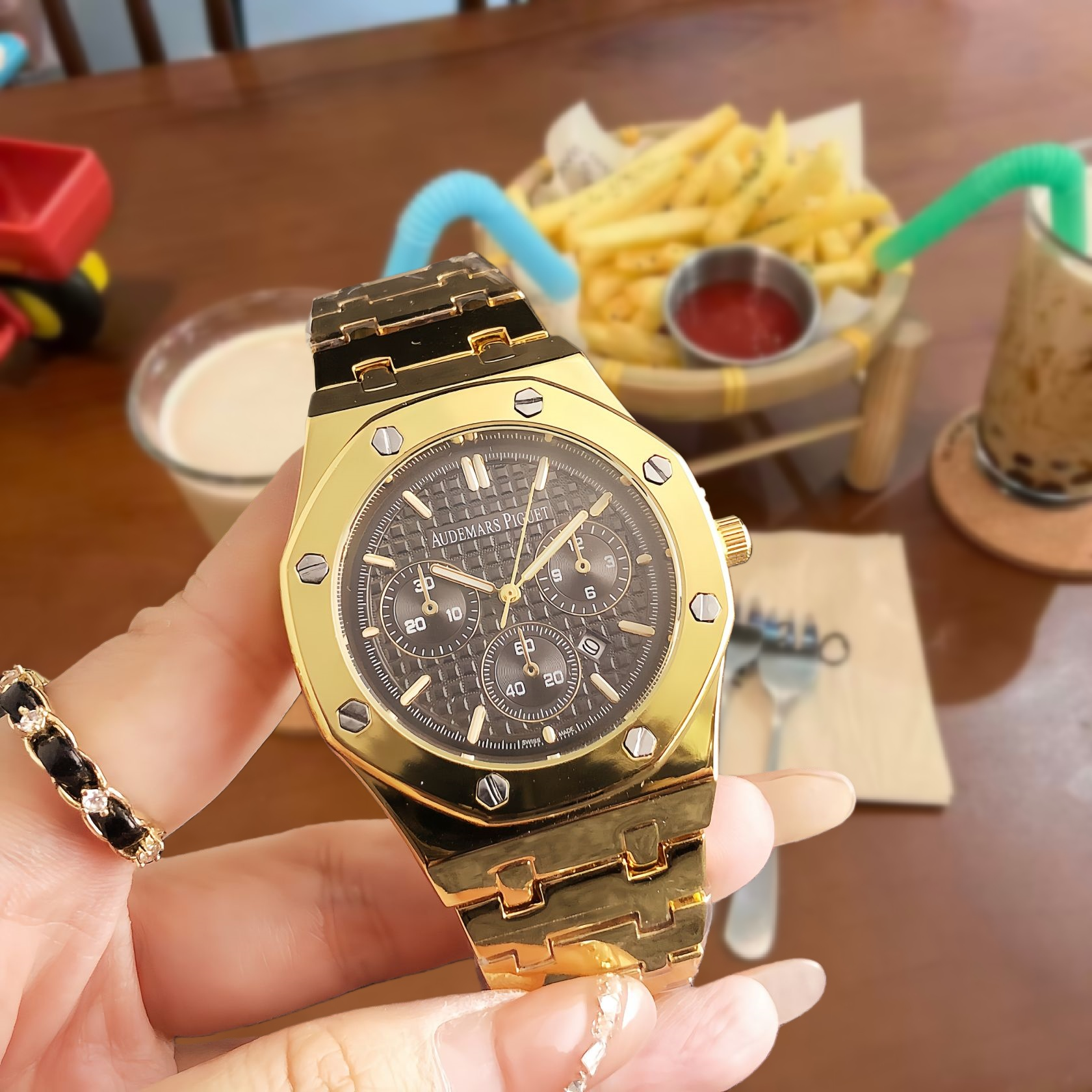 Unbranded Watches Rhinestone Bezel Chronograph-Style Watch — 9