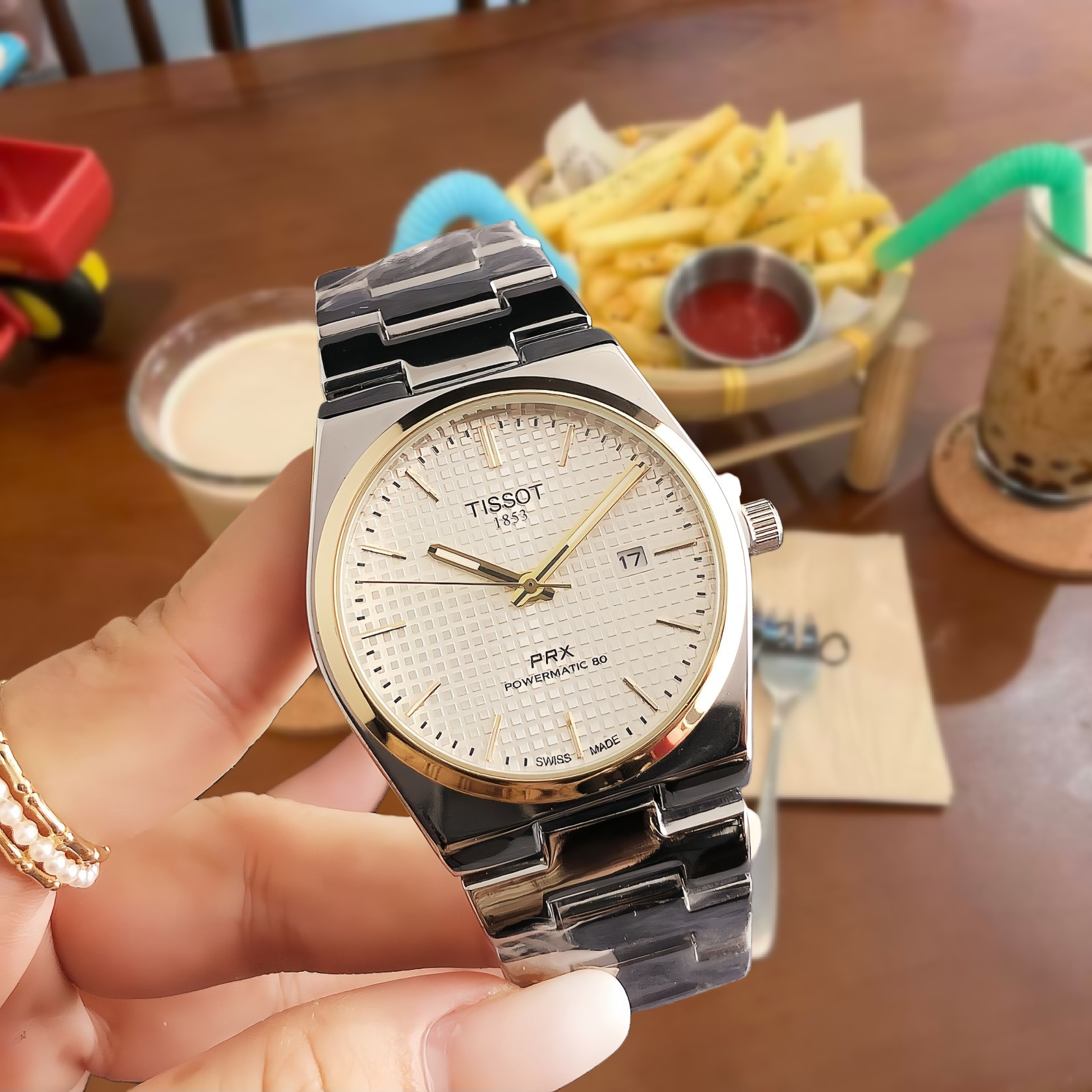 Tissot Watches Analog wristwatch with metal bracelet — 22