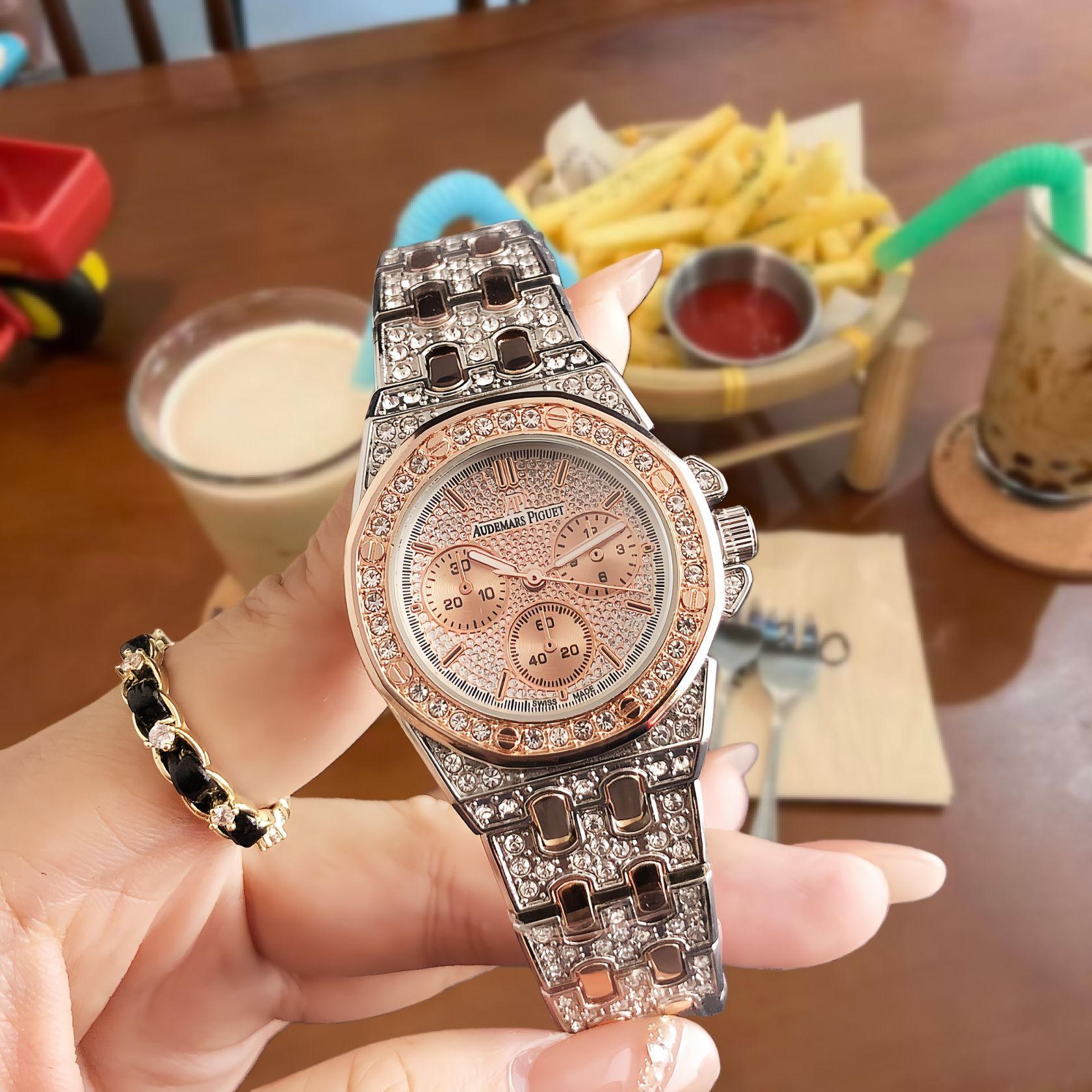 Unbranded Watches Rhinestone Bezel Chronograph-Style Watch — 21