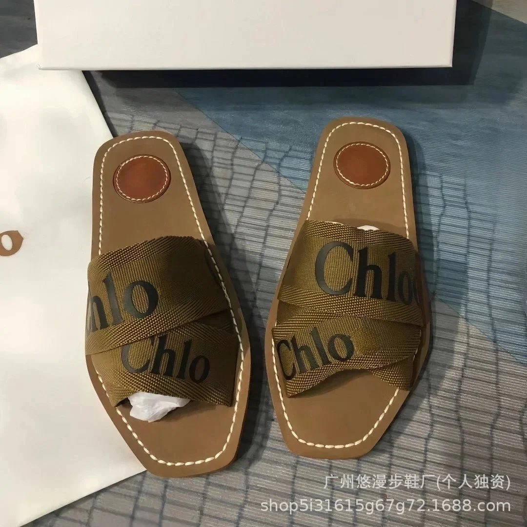 Unbranded Sandals Square-Toe Double-Strap Slide — army green