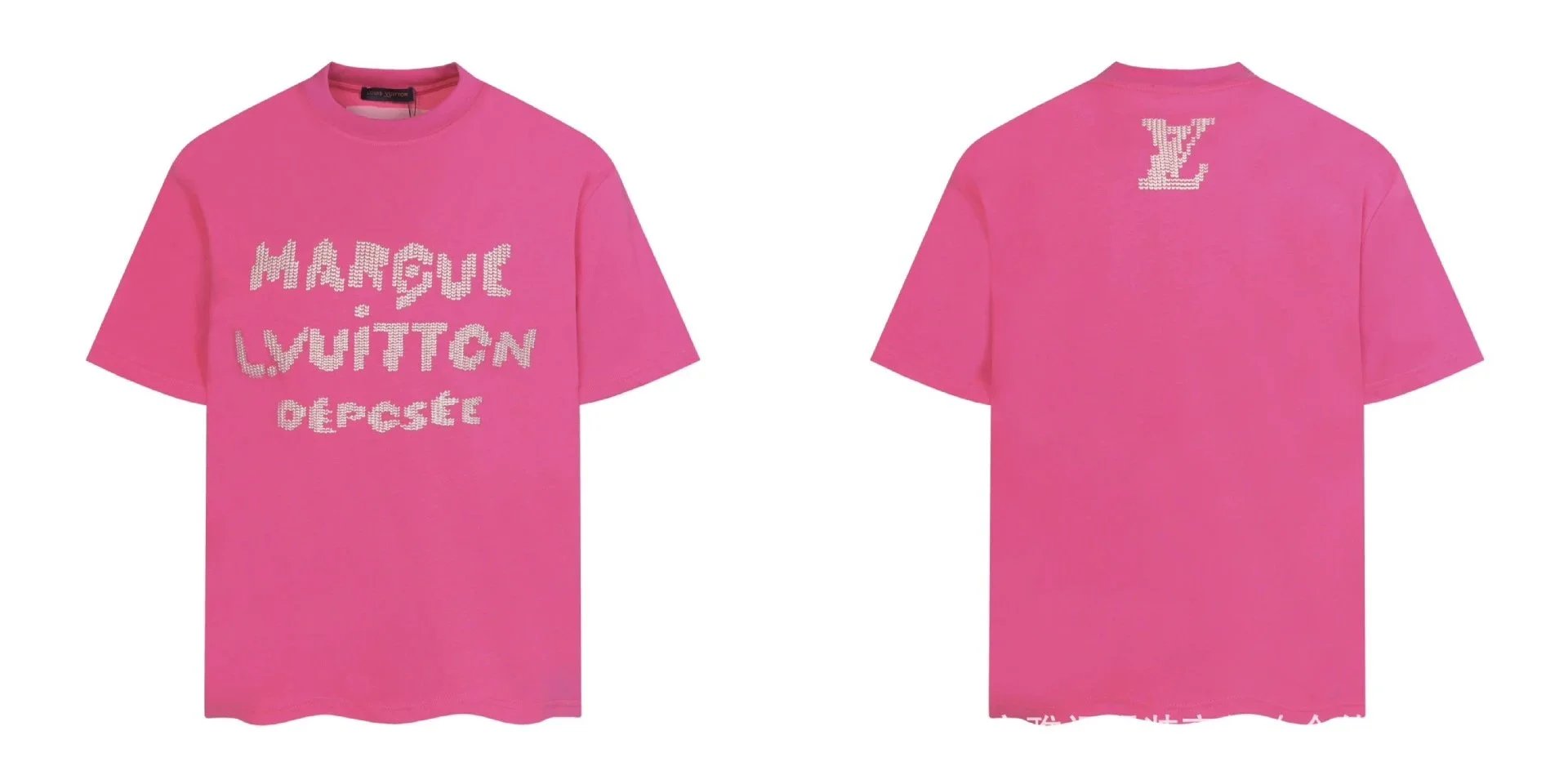 Louis Vuitton T-Shirts Short-Sleeve Graphic Logo T-Shirt — Rose Red 8902