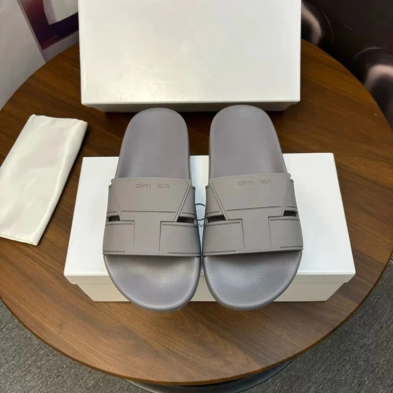 Calvin Klein Slippers Geometric cutout slide — CK-gray