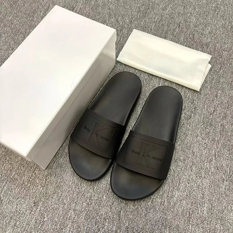 Calvin Klein Slippers Geometric cutout slide — CK-Black square