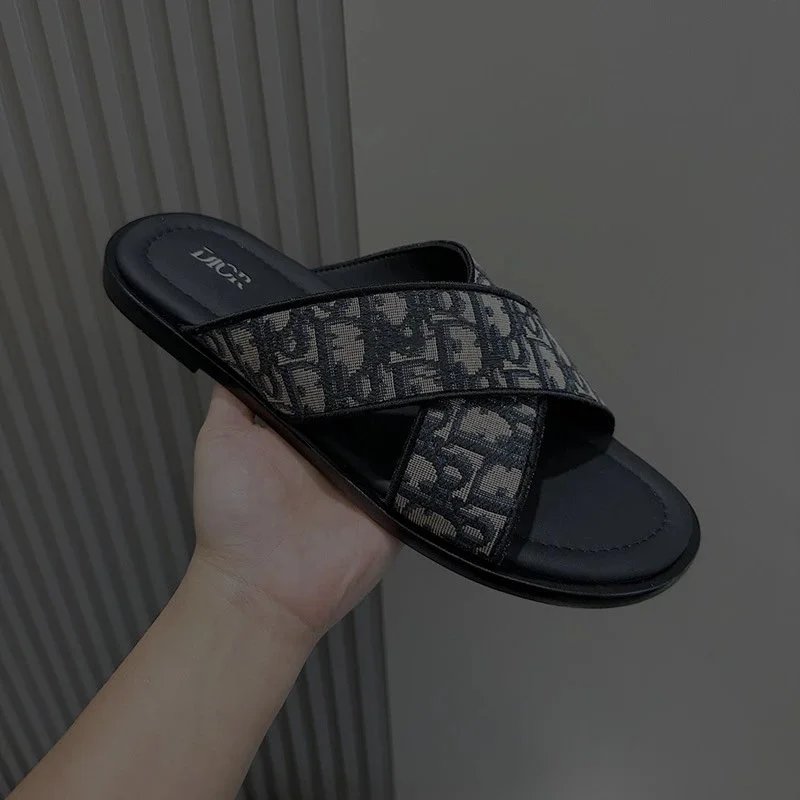 Calvin Klein Slippers Geometric cutout slide — D-Cross beige