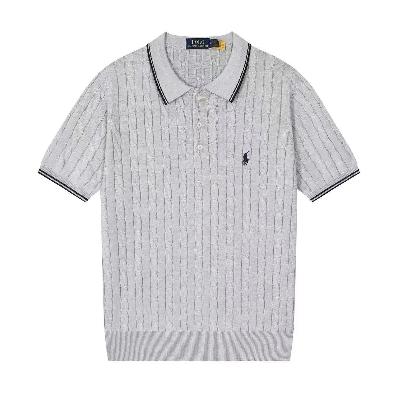 Polo Ralph Lauren Knitwear Short-sleeve knit shirt with embroidered pony logo — 632 gray