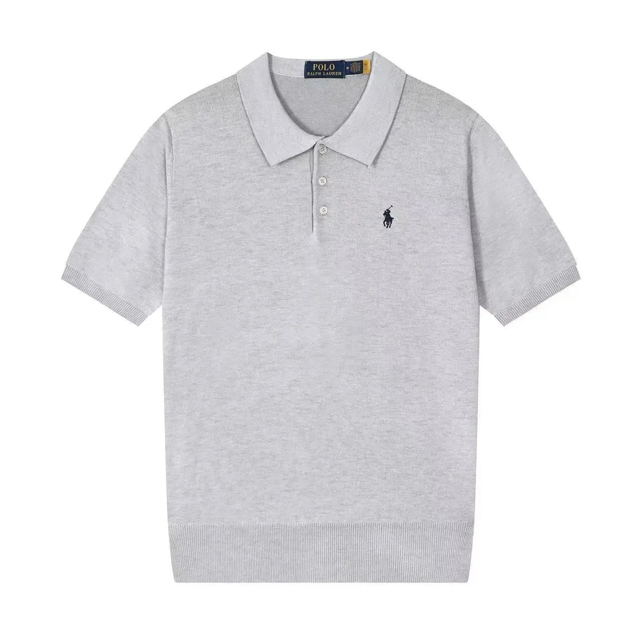 Polo Ralph Lauren Knitwear Short-sleeve knit shirt with embroidered pony logo — 633 gray