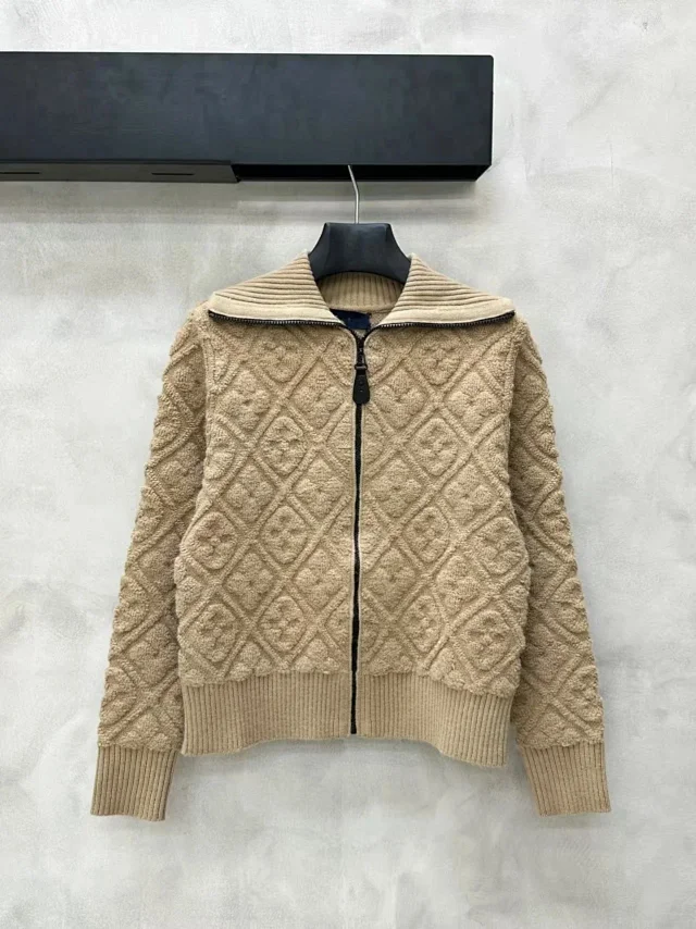 Dior Hoodies & Sweatshirts Reversible zip-up hooded knit sweatshirt with all-over logo pattern product detail image 31