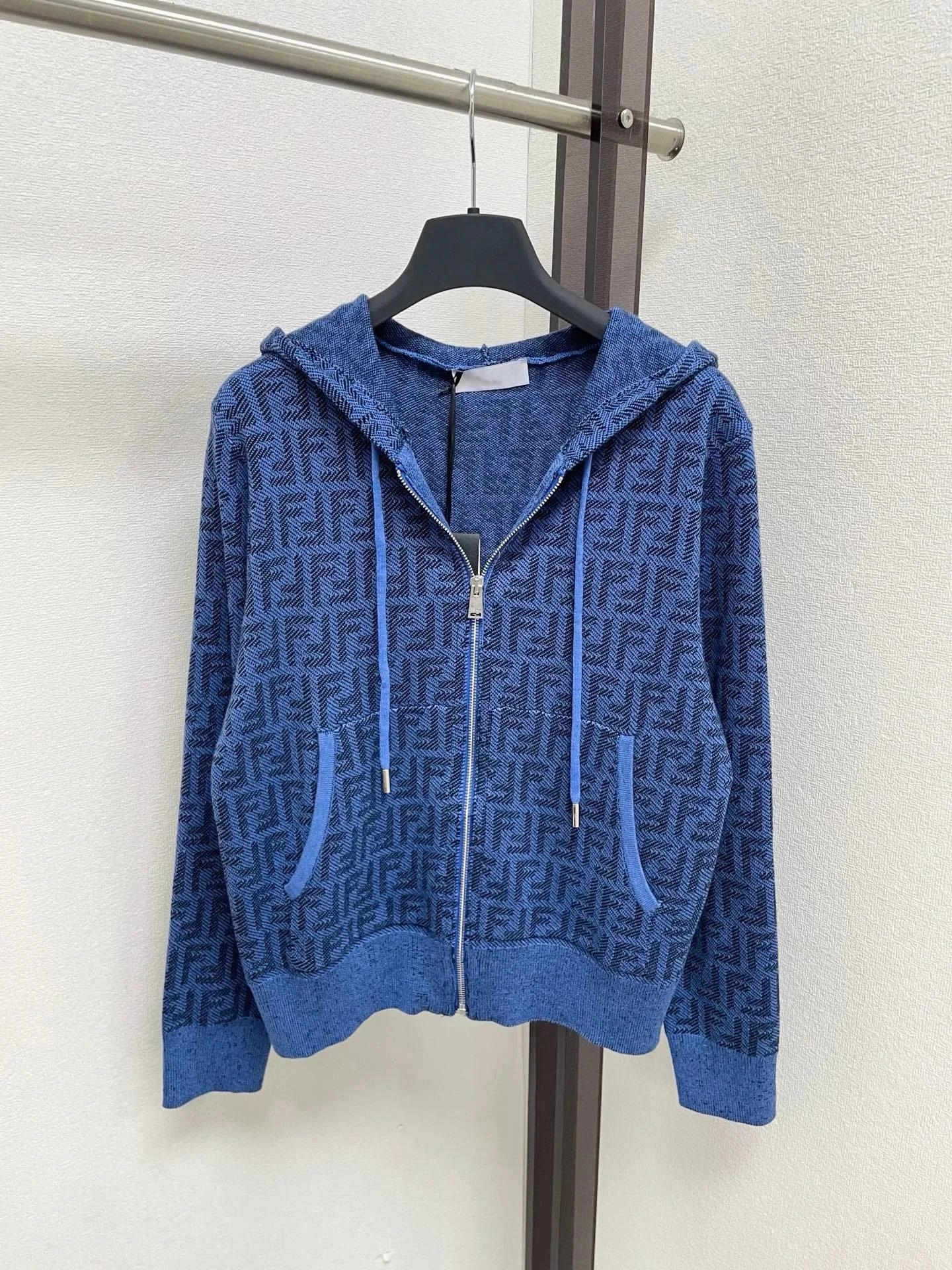 Dior Hoodies & Sweatshirts Reversible zip-up hooded knit sweatshirt with all-over logo pattern — 19