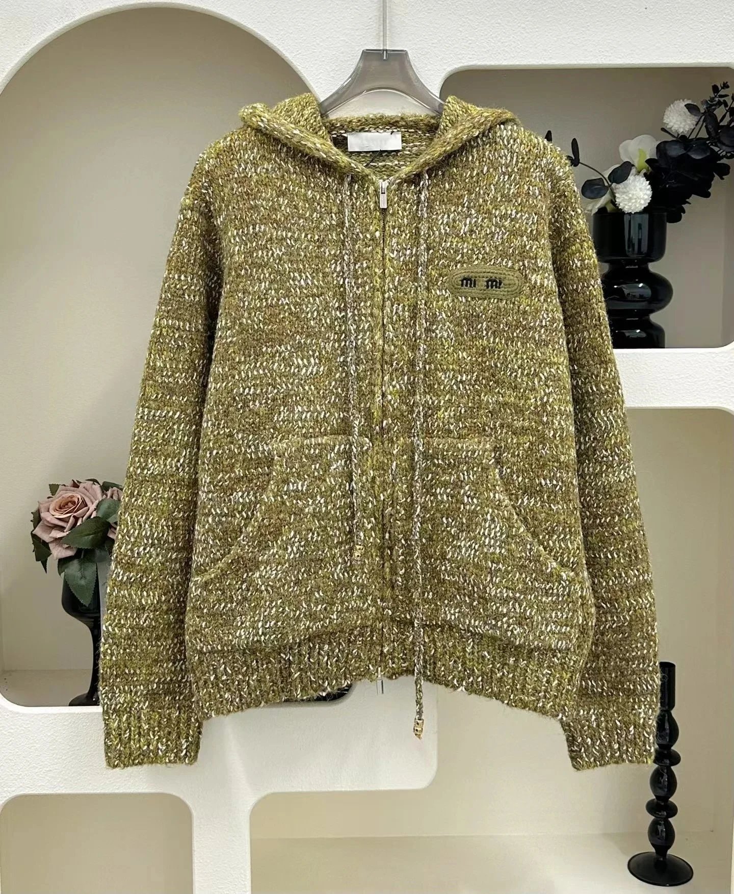 Dior Hoodies & Sweatshirts Reversible zip-up hooded knit sweatshirt with all-over logo pattern — 34