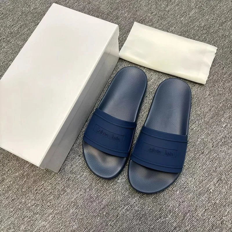 Calvin Klein Slippers Geometric cutout slide — CK-Deep Blue Letters