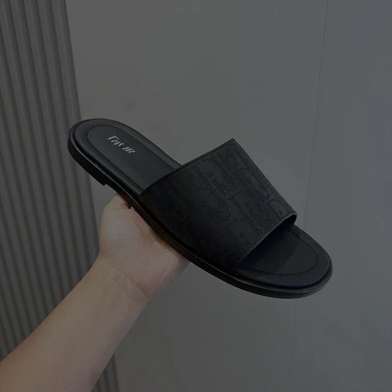 Calvin Klein Slippers Geometric cutout slide — D-One word leather