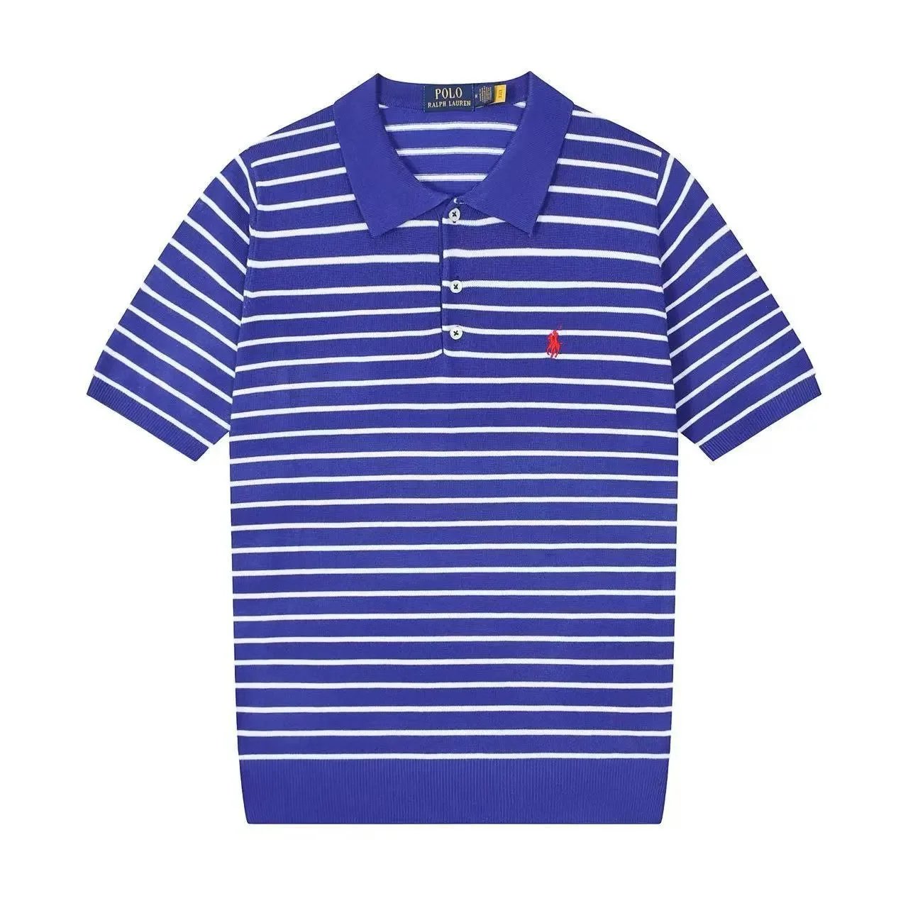 Polo Ralph Lauren Knitwear Short-sleeve knit shirt with embroidered pony logo — 634 color blue