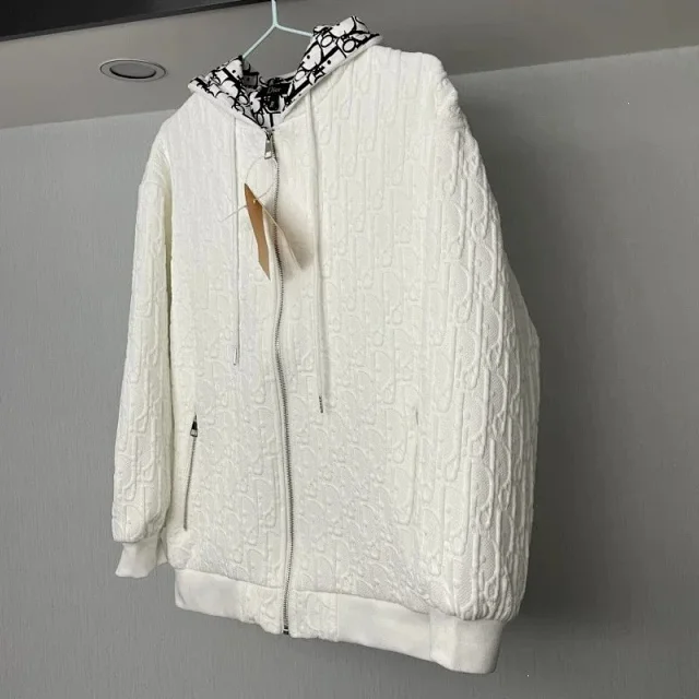 Dior Hoodies & Sweatshirts Reversible zip-up hooded knit sweatshirt with all-over logo pattern product detail image 20