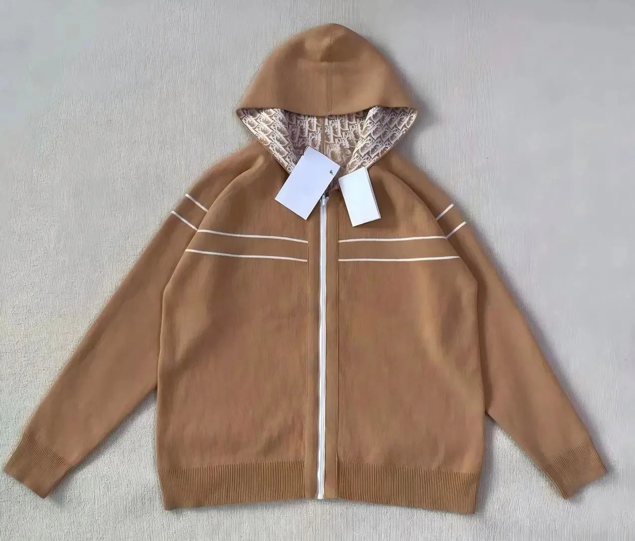 Dior Hoodies & Sweatshirts Reversible zip-up hooded knit sweatshirt with all-over logo pattern — 05