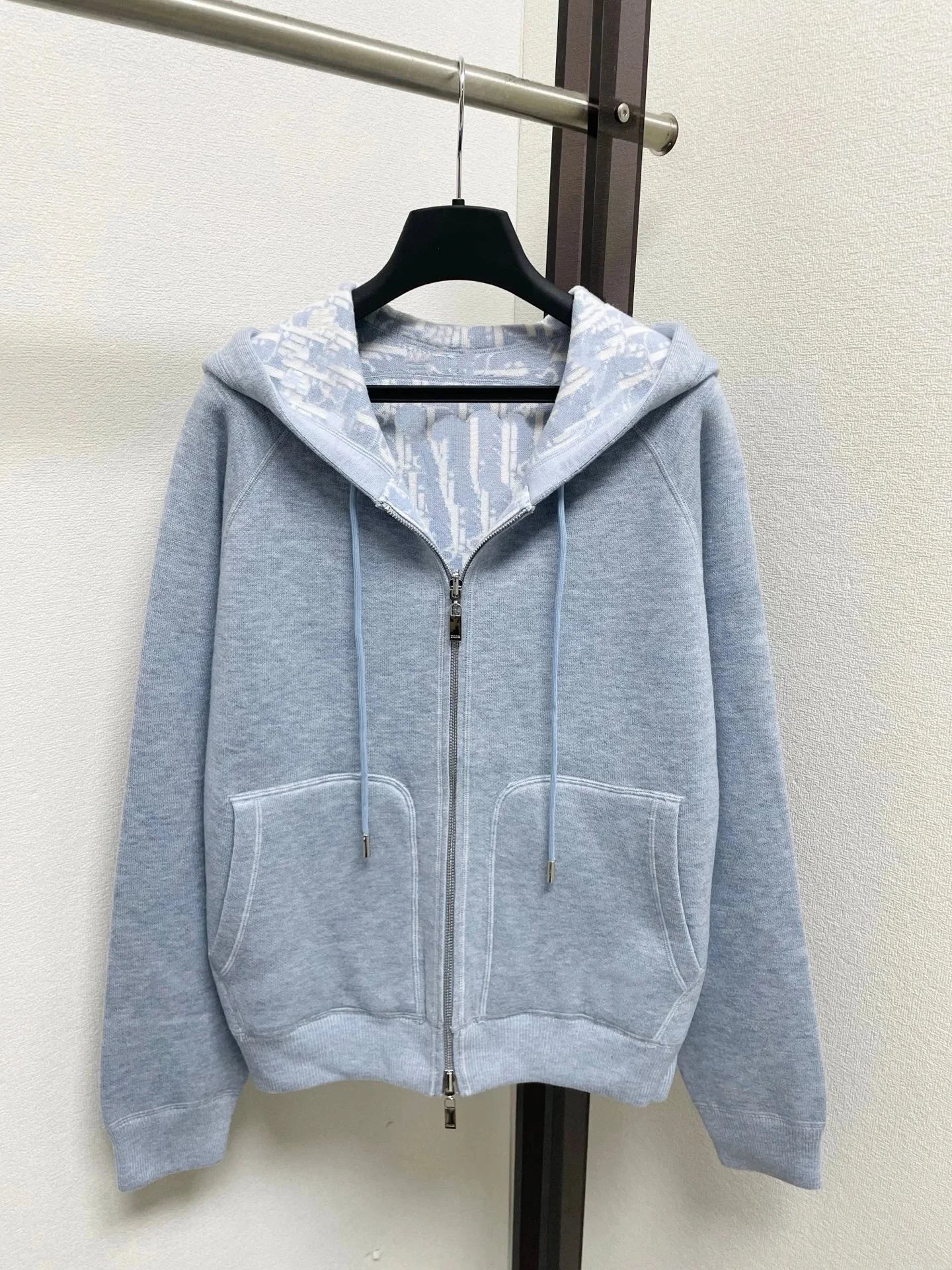 Dior Hoodies & Sweatshirts Reversible zip-up hooded knit sweatshirt with all-over logo pattern — 15