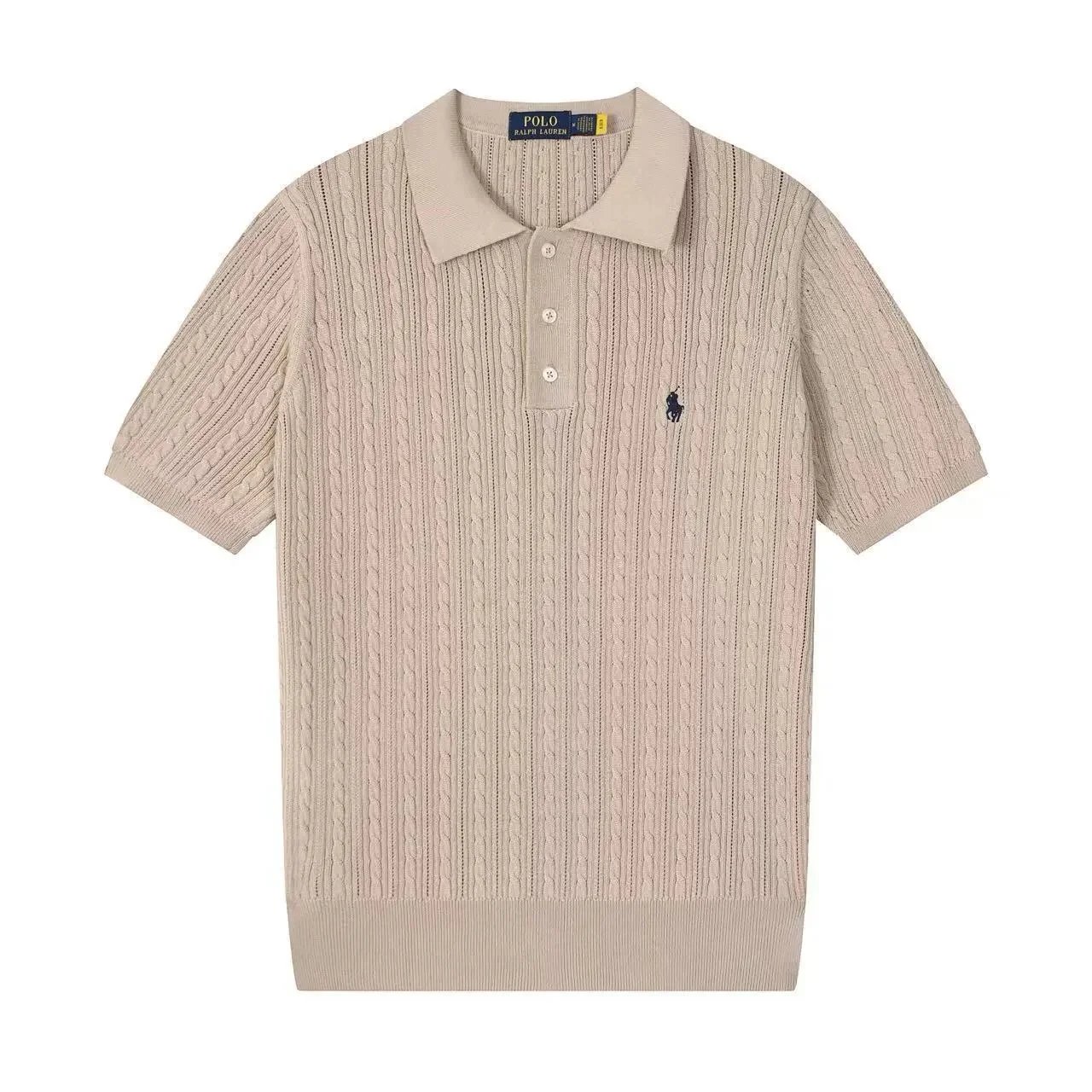 Polo Ralph Lauren Knitwear Short-sleeve knit shirt with embroidered pony logo — 635 light apricot