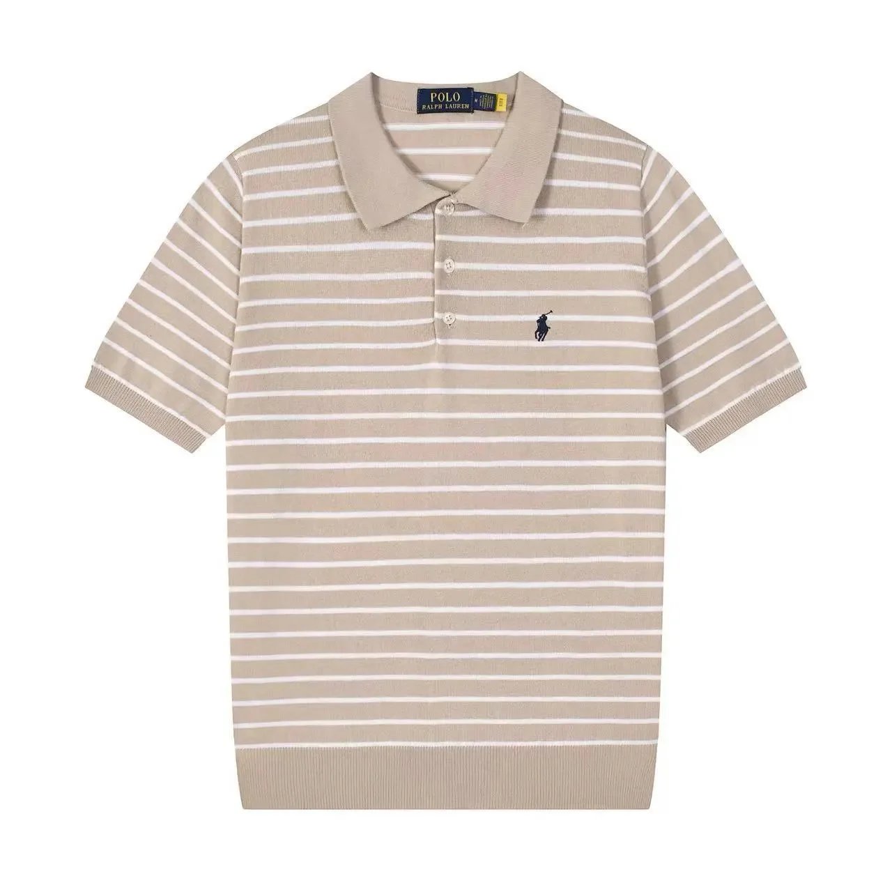 Polo Ralph Lauren Knitwear Short-sleeve knit shirt with embroidered pony logo — 634 Khakis