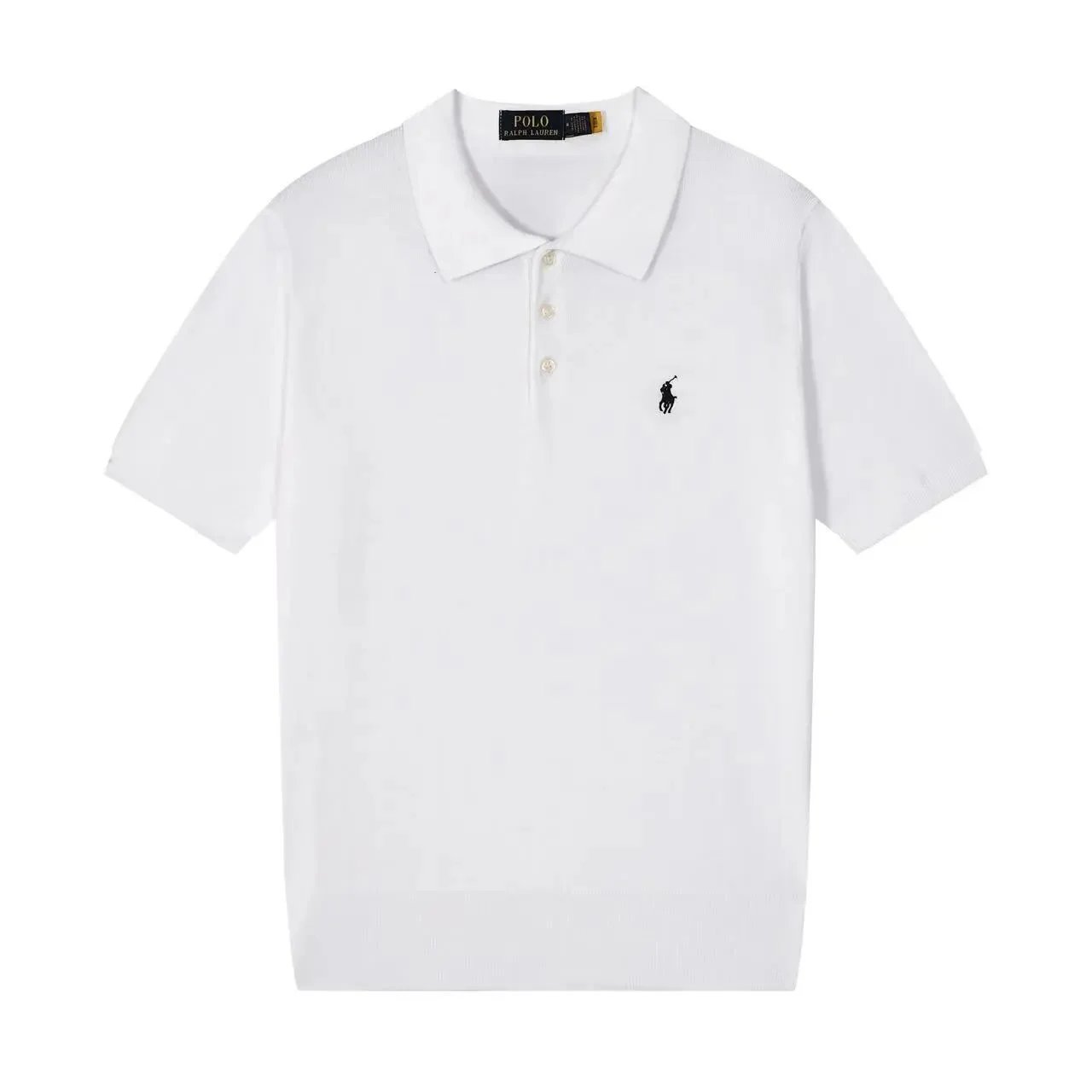 Polo Ralph Lauren Knitwear Short-sleeve knit shirt with embroidered pony logo — 633 white and black label