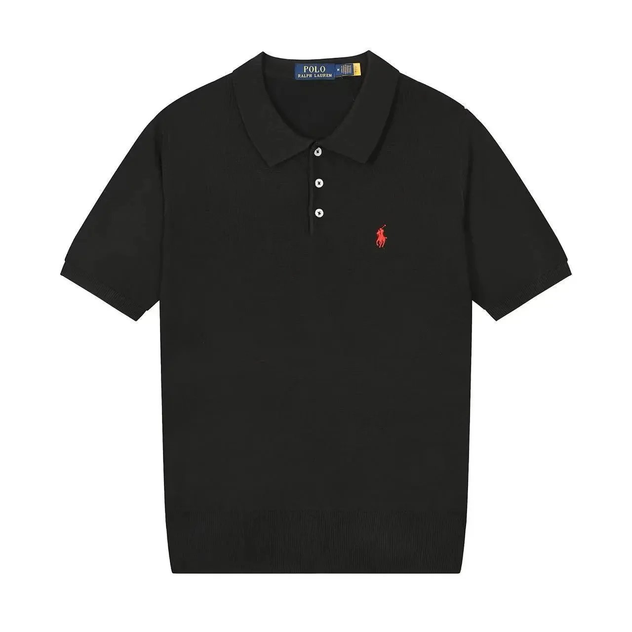 Polo Ralph Lauren Knitwear Short-sleeve knit shirt with embroidered pony logo — 633 black red label