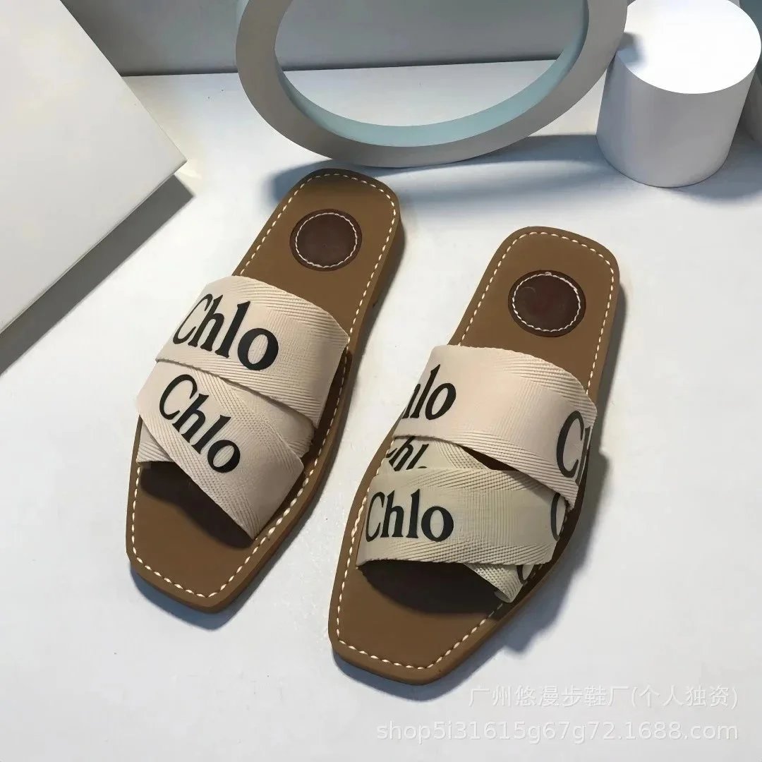Unbranded Sandals Square-Toe Double-Strap Slide — Off-white