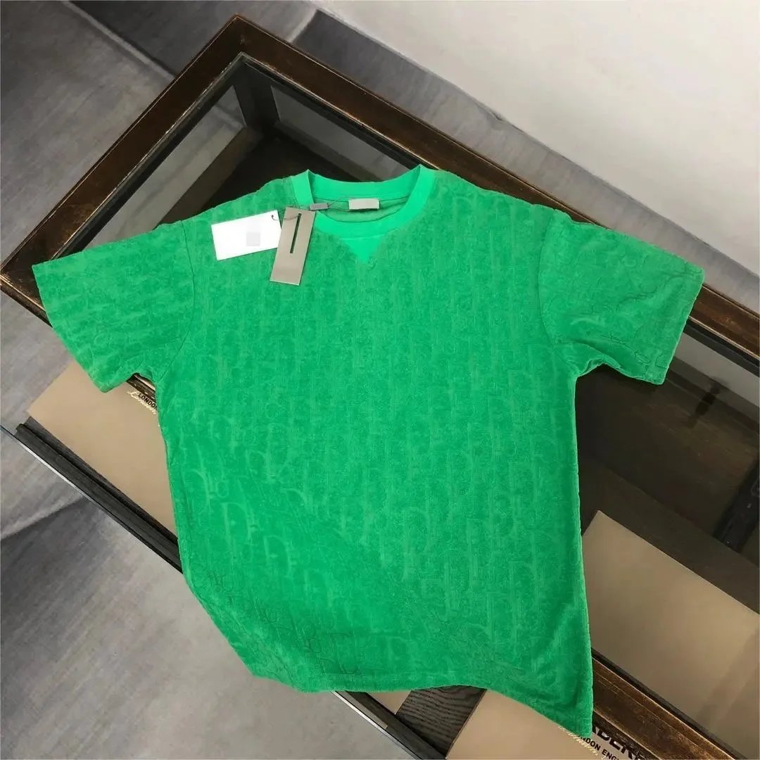 Dior T-Shirts Oblique Monogram Terry T-Shirt — D01 Green