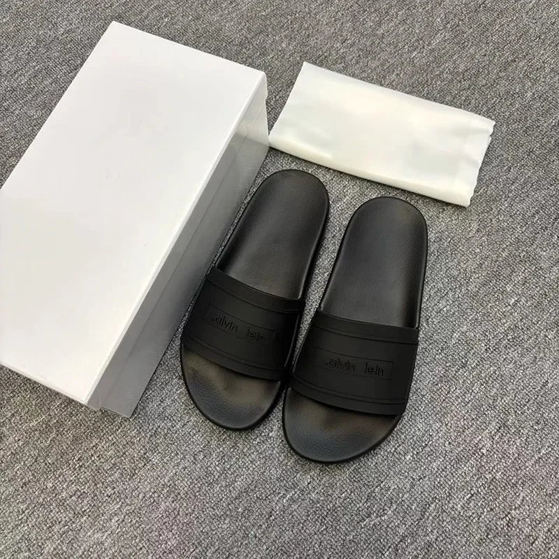 Calvin Klein Slippers Geometric cutout slide — CK-Black letters