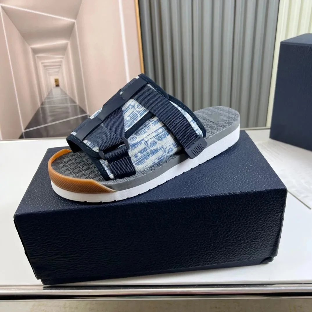 Calvin Klein Slippers Geometric cutout slide — D-Blue
