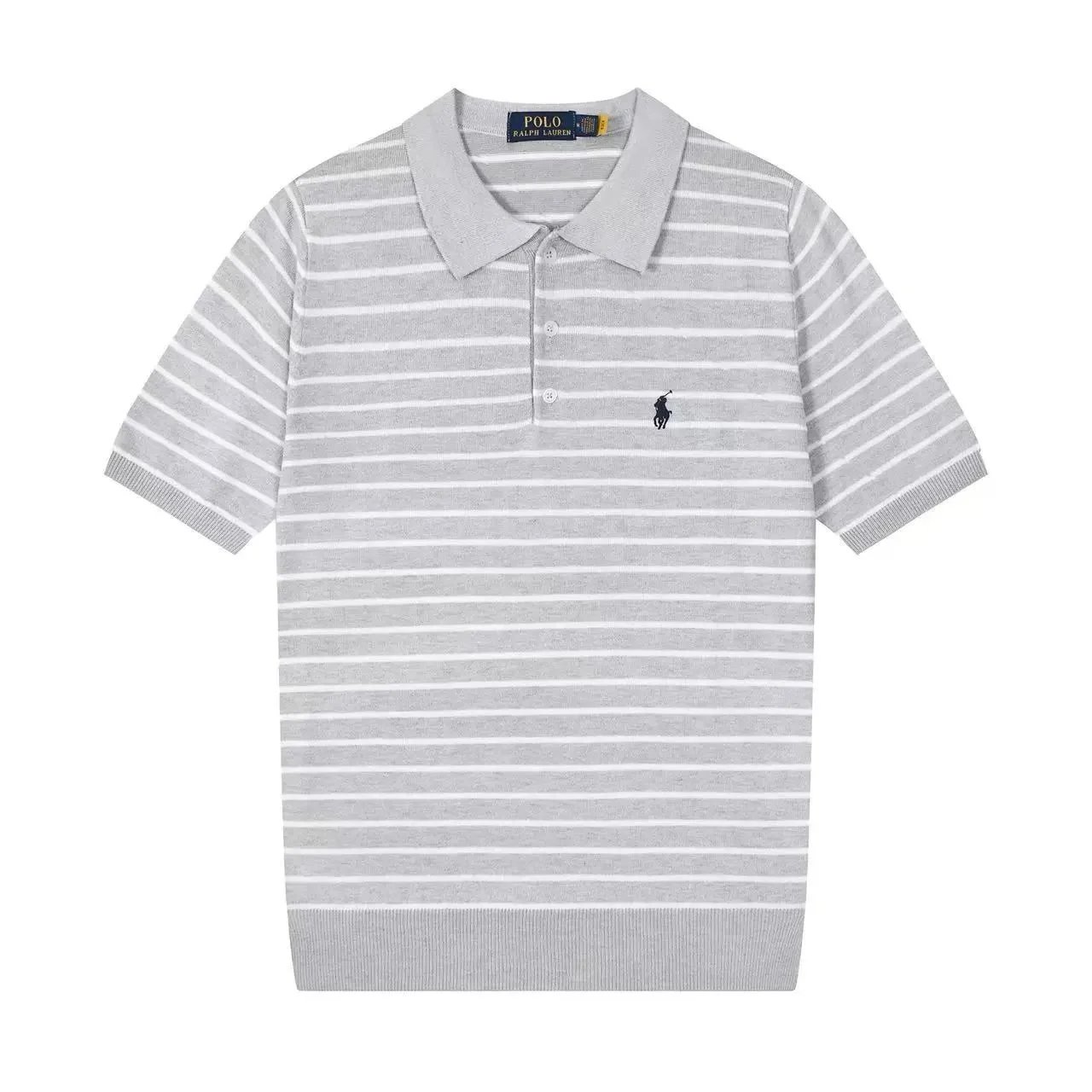 Polo Ralph Lauren Knitwear Short-sleeve knit shirt with embroidered pony logo — 634 gray